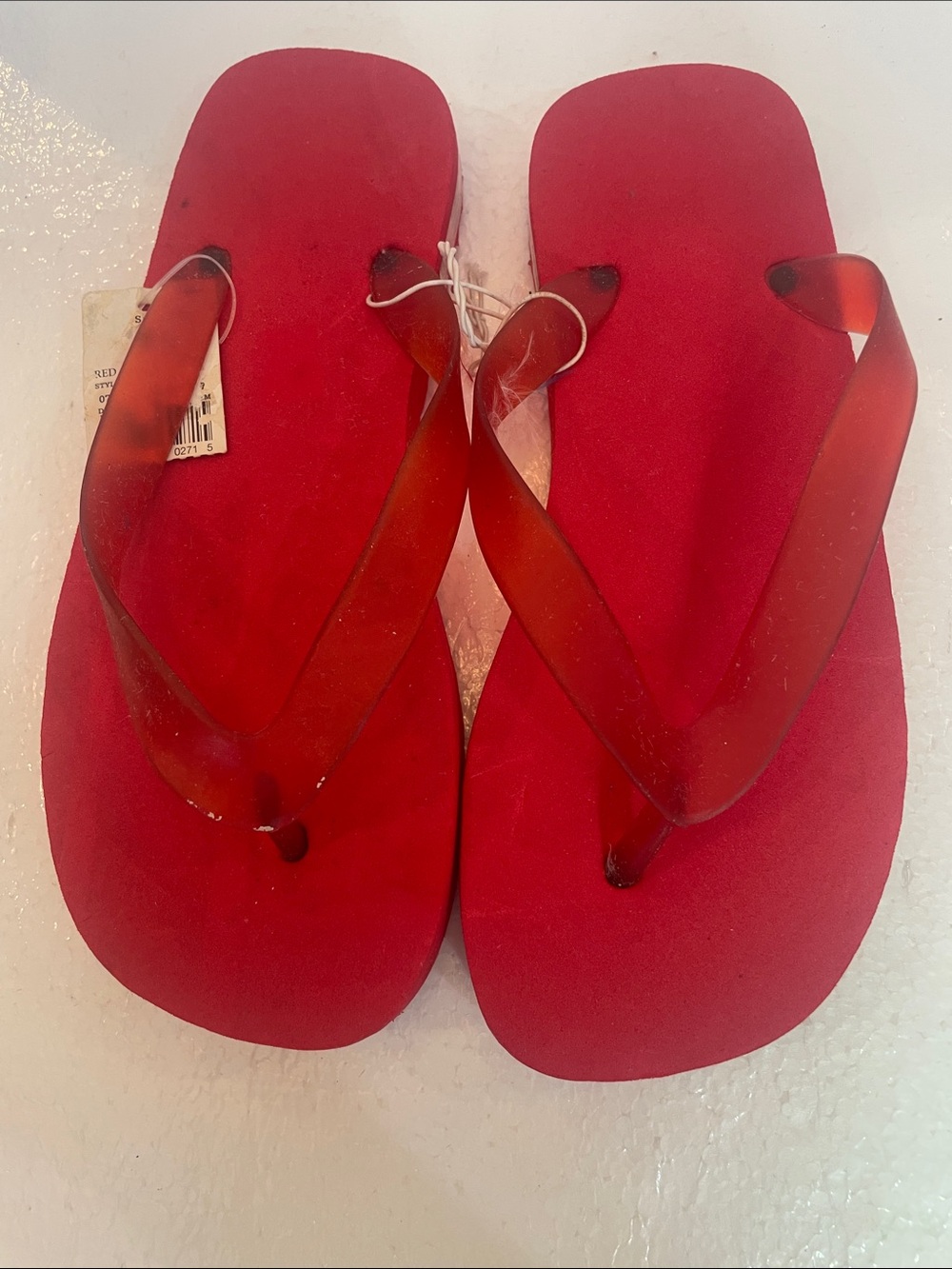 New With Tags Kids Red Molded Plastic Flip Flop Sandals Unisex Boys Girls size 5